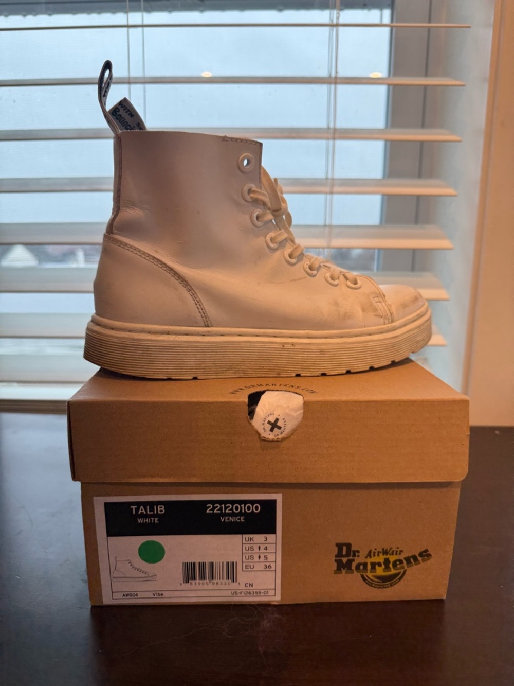 Dr. Martens Talib White High-Top Leather Boots